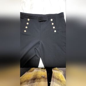 Elegant Black Trousers with Gold Buttons
